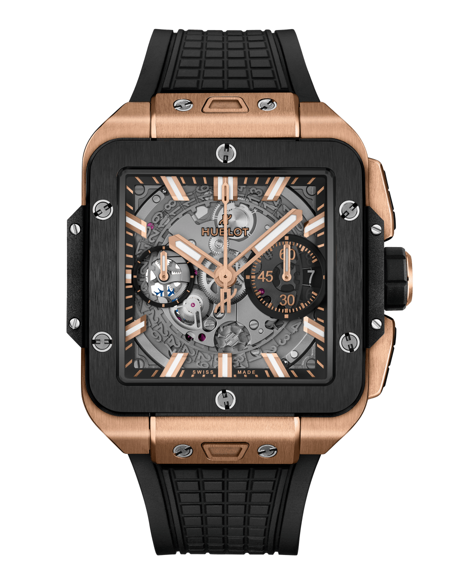 HUBLOT SQUARE BANG UNICO KING GOLD CERAMIC 42mm